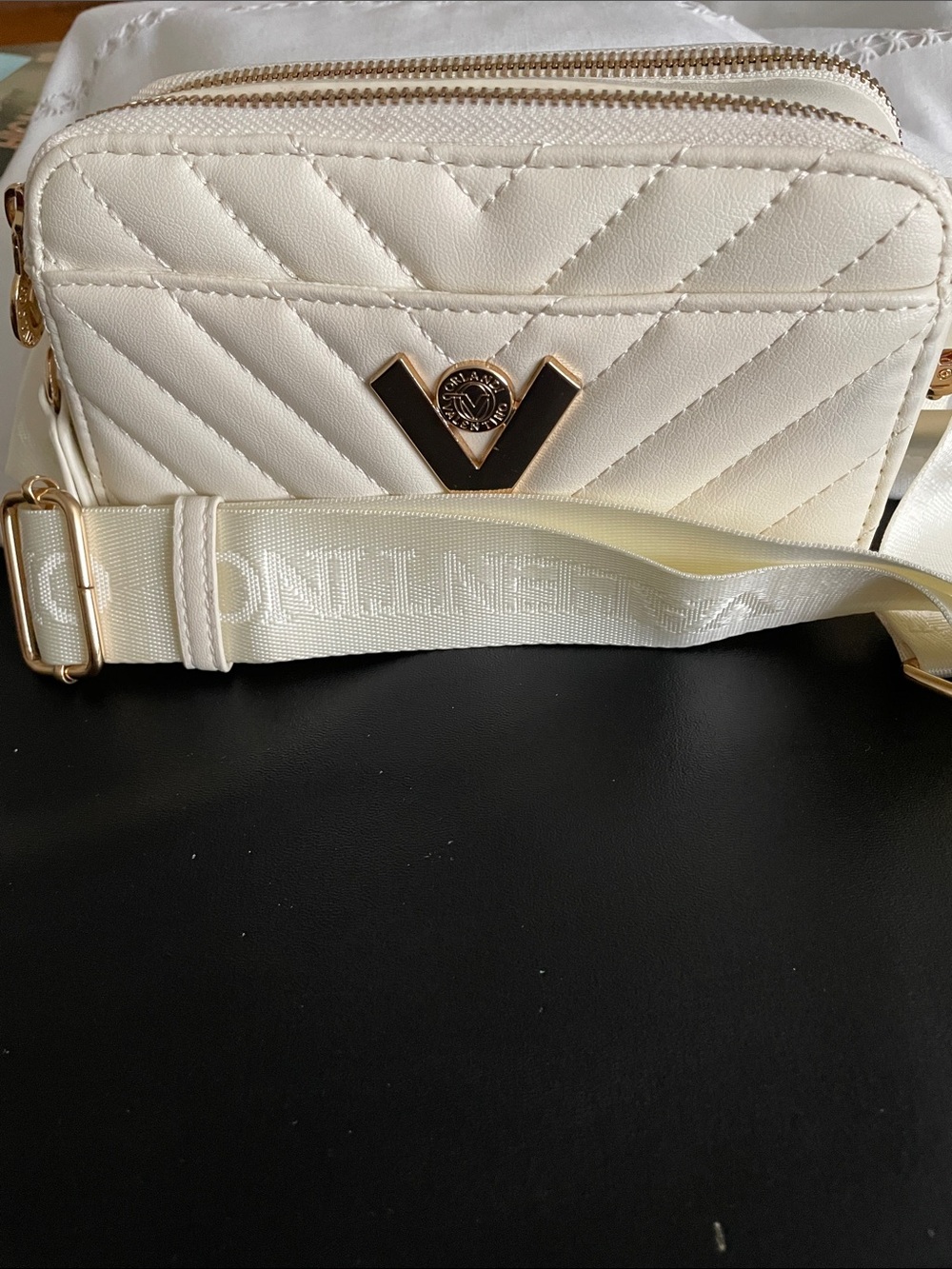 Valentino Orlandi Off White  Quilted Crossbody NWOT